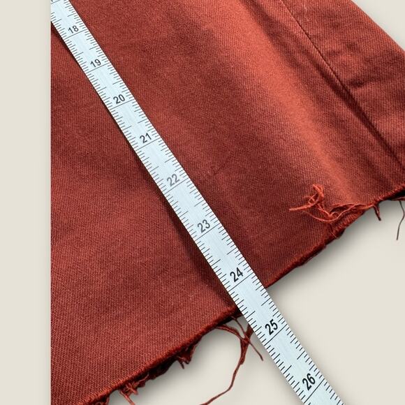 NWT Zara Womens 12 Crop Flare Jeans High Rise Raw Hem Rust Brown - Picture 6 of 7